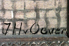 Victorian Oil Painting of Red Building