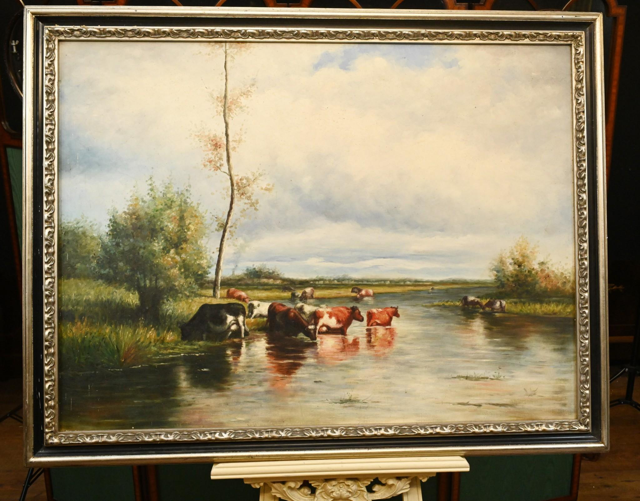 Viktorianisches Ölgemälde Pastoral River Scene, Landschaft, Constable, viktorianisch im Angebot 2