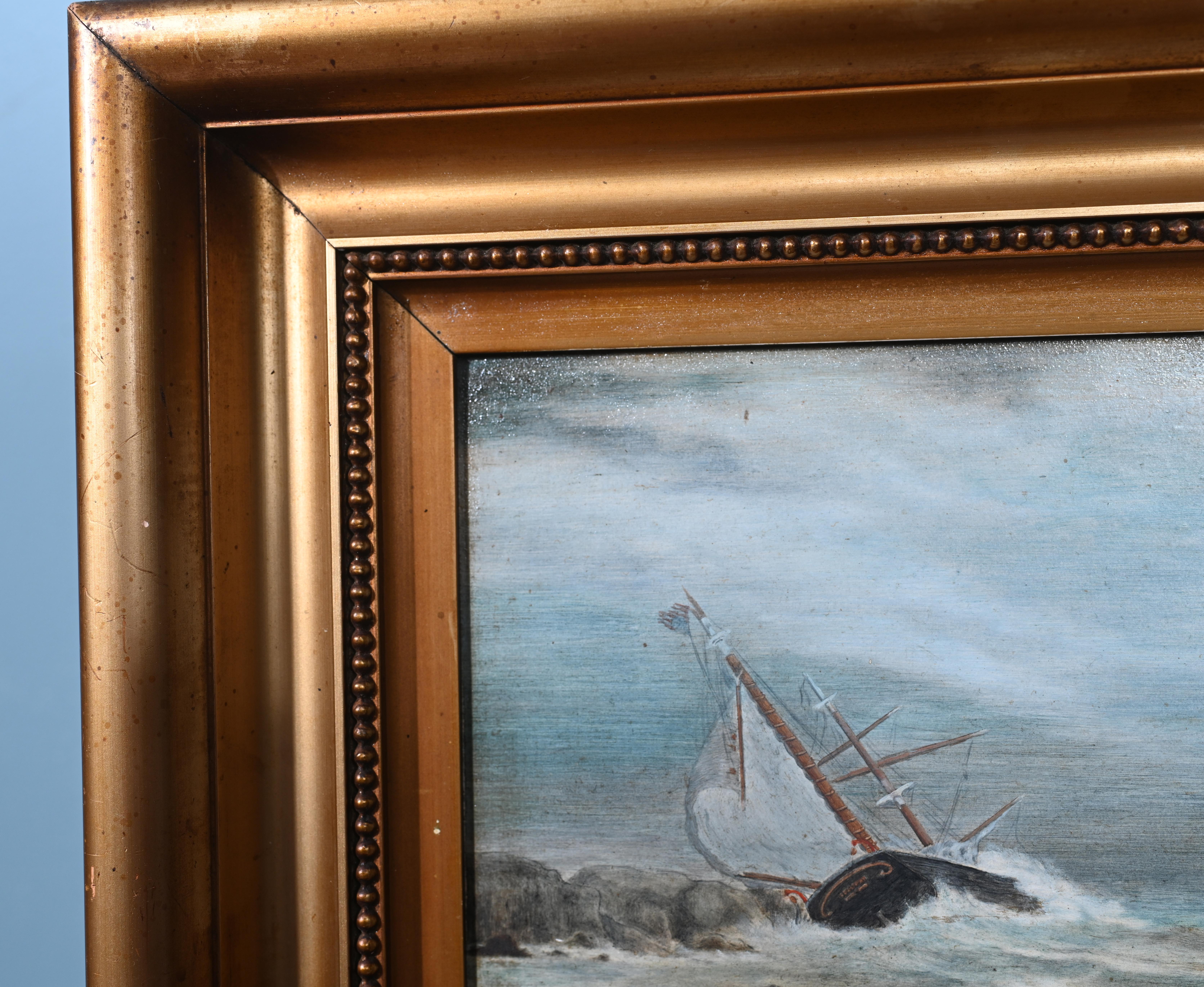 Peinture à l'huile victorienne paysage marin signée Chales F.S.A 1880 en vente 1