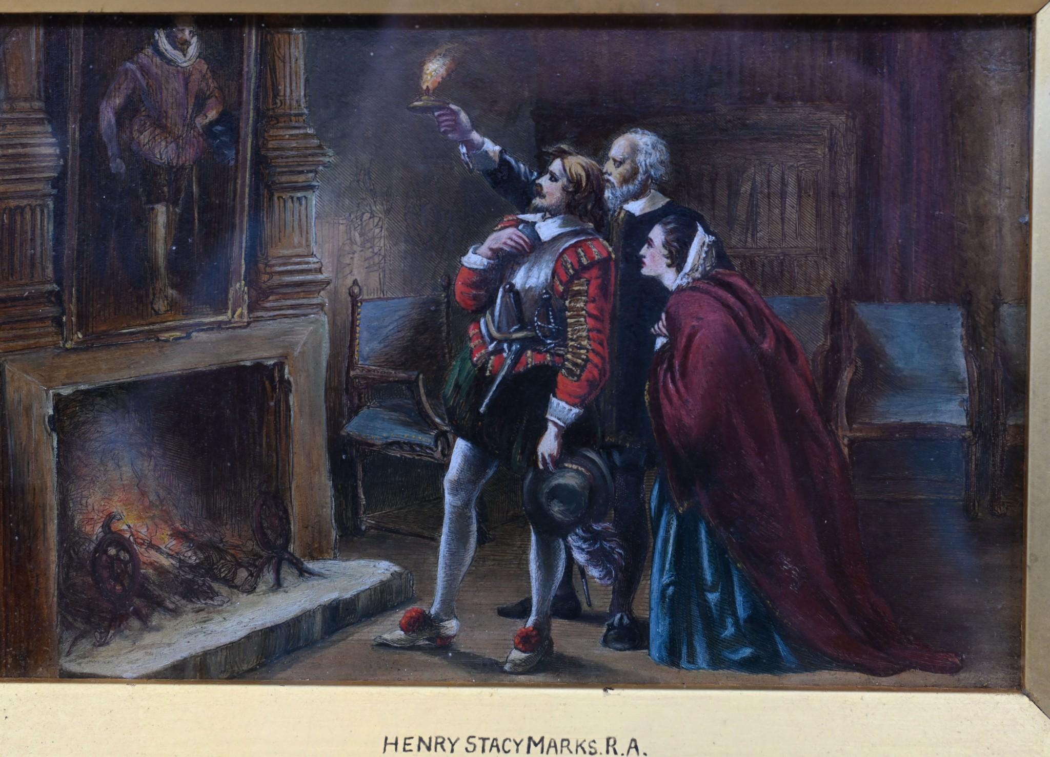 Óleo victoriano Retrato de Shakespeare 1860 Firmado en venta 4