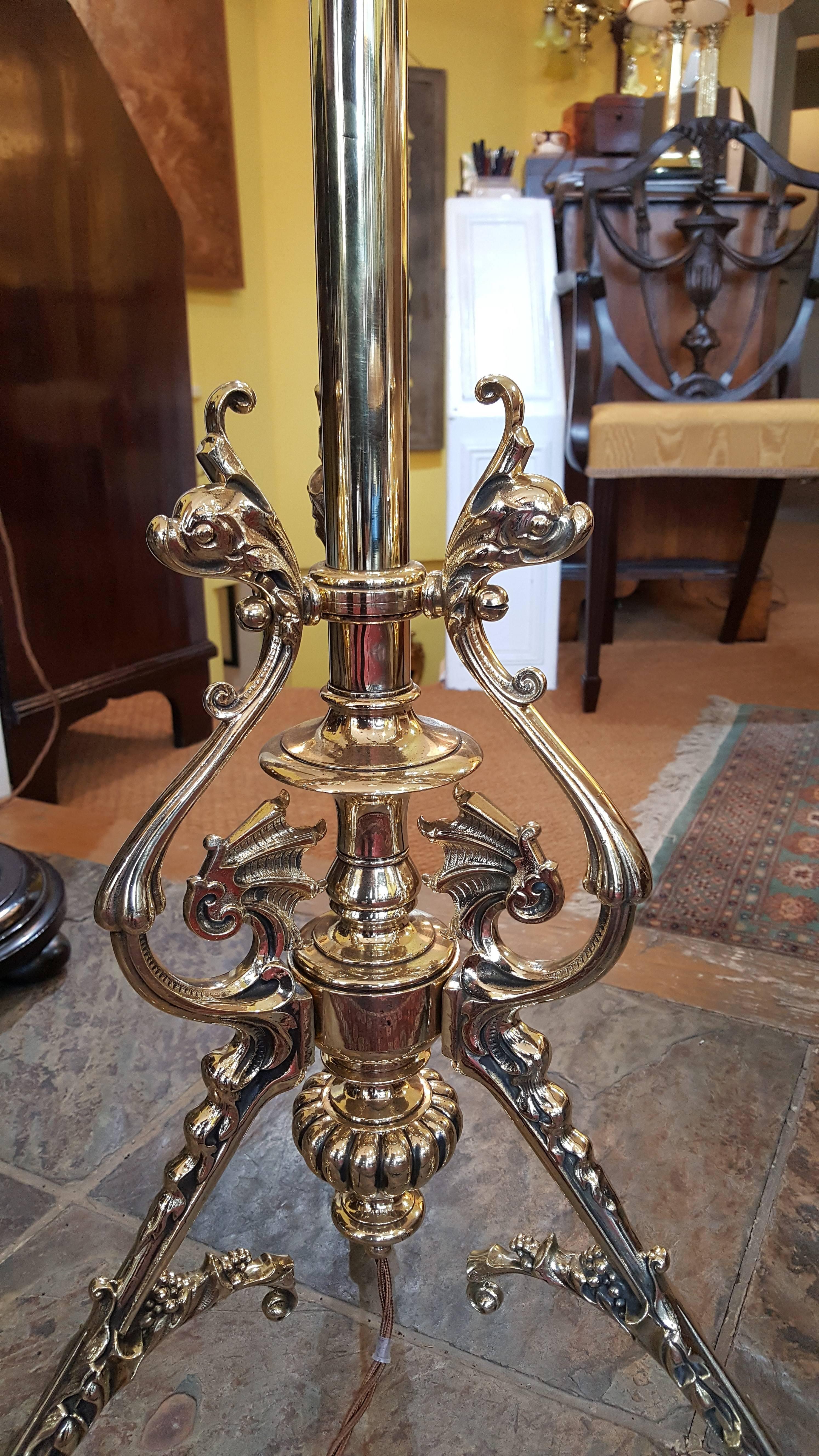 Mid-19th Century Victorian Oil Standard Lamp, Converted to Electric