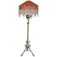 Antique Victorian Oil Standard Lamp, Converted to Electric