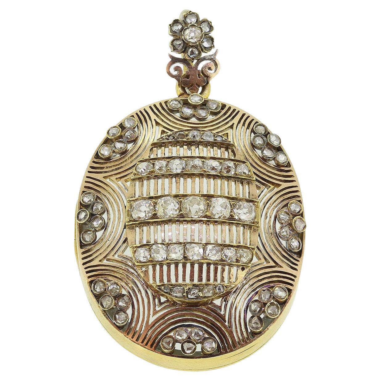 Victorian Old and Rose Cut Diamond Locket Pendant