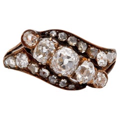 Victorian Old Cut Diamond 14k Rose Gold Ring