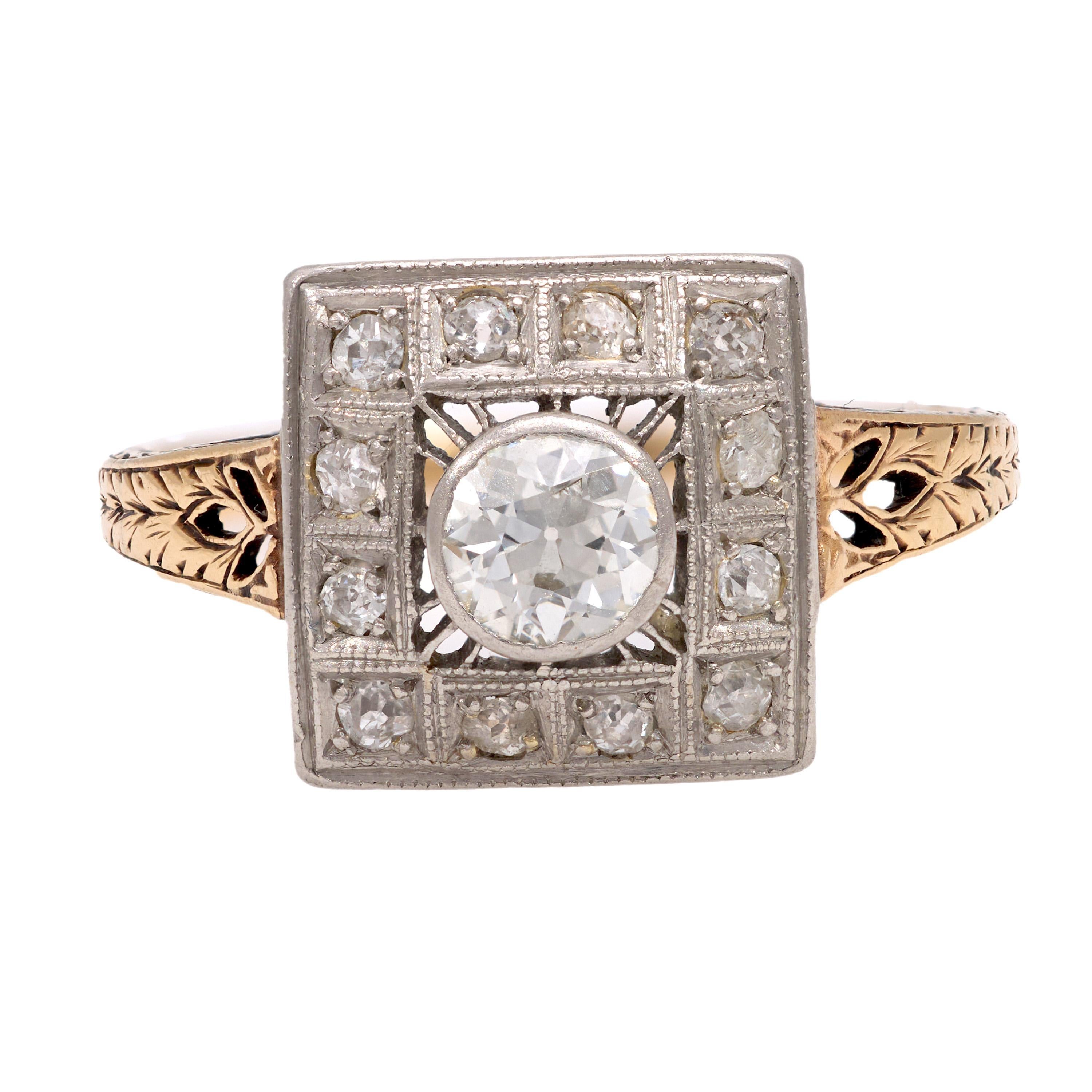 Victorian old cut diamond 14k yellow gold ring Victoriano en venta