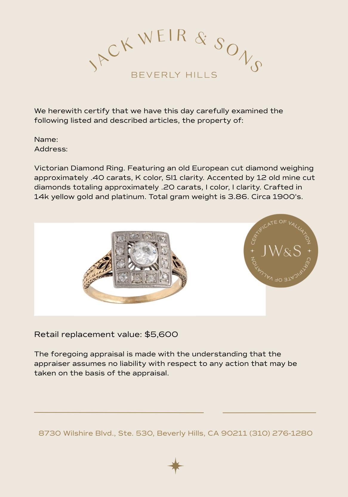 Victorian old cut diamond 14k yellow gold ring en Bueno estado para la venta en Beverly Hills, CA