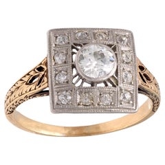Victorian old cut diamond 14k yellow gold ring