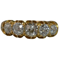Victorian Old Cut Diamond 18 Carat Gold Five-Stone Stack Ring