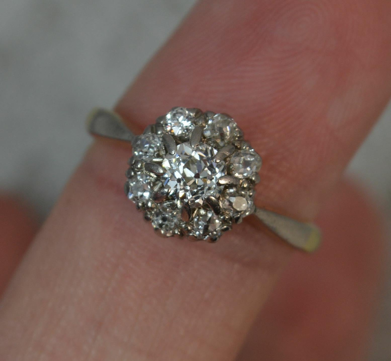 Victorian Old Cut Diamond 18 Carat Gold Platinum Cluster Ring 5
