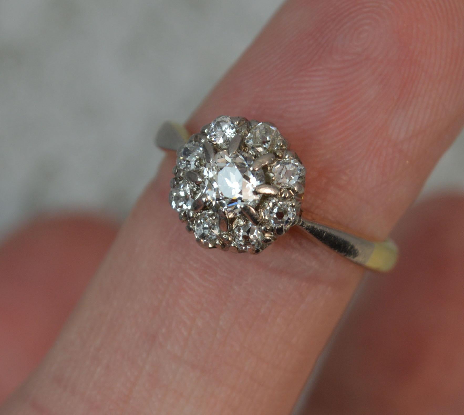 Victorian Old Cut Diamond 18 Carat Gold Platinum Cluster Ring 6