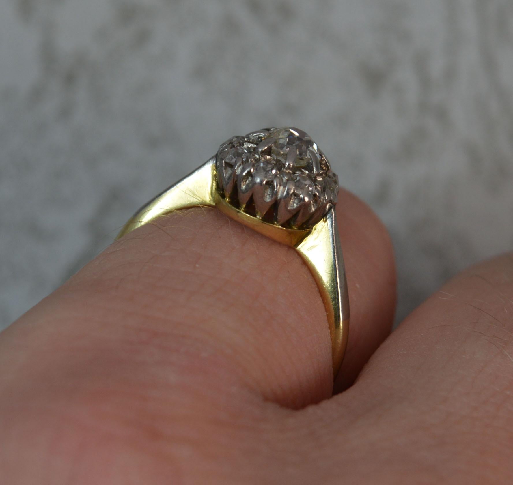 Old European Cut Victorian Old Cut Diamond 18 Carat Gold Platinum Cluster Ring