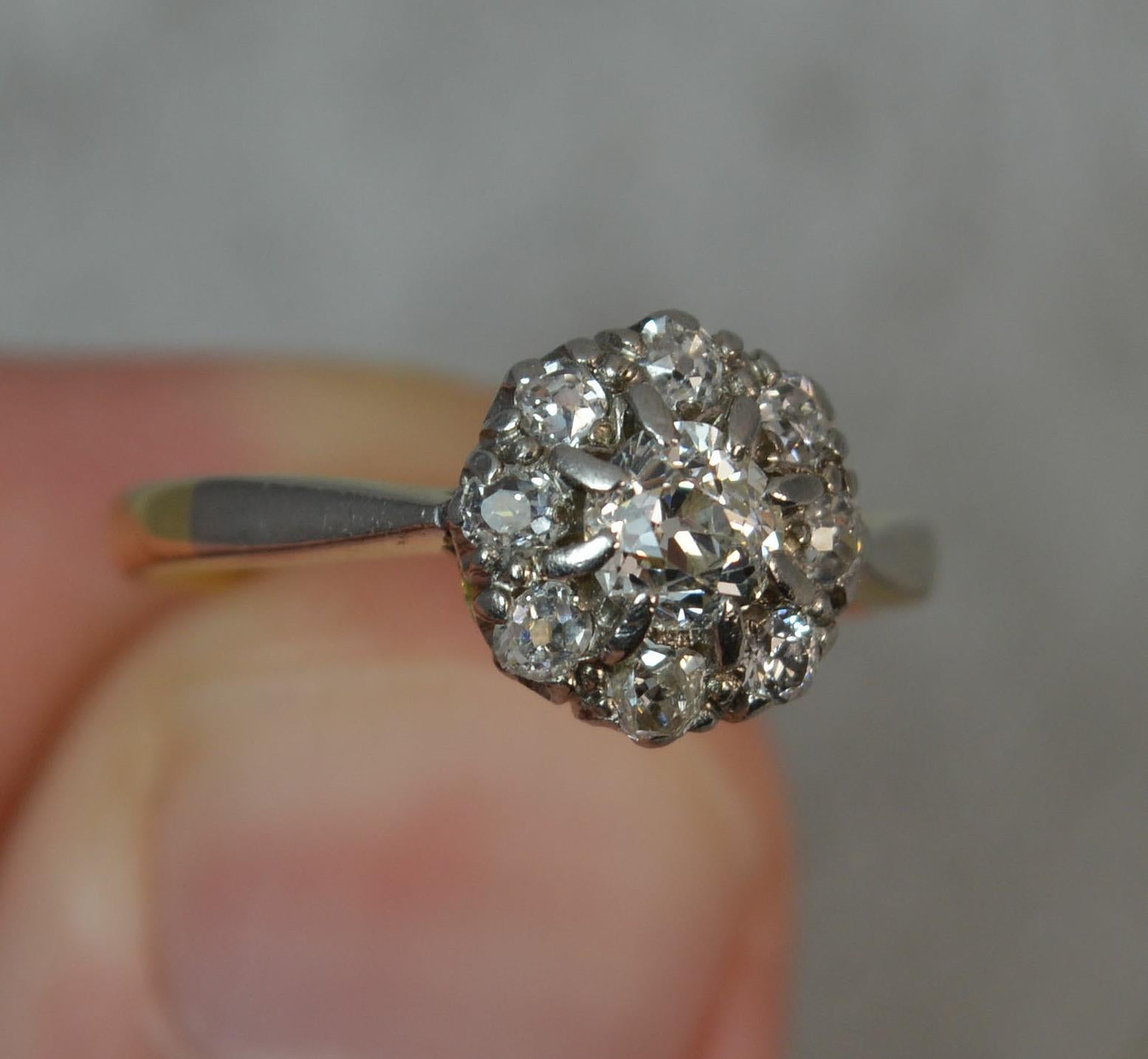 Women's Victorian Old Cut Diamond 18 Carat Gold Platinum Cluster Ring