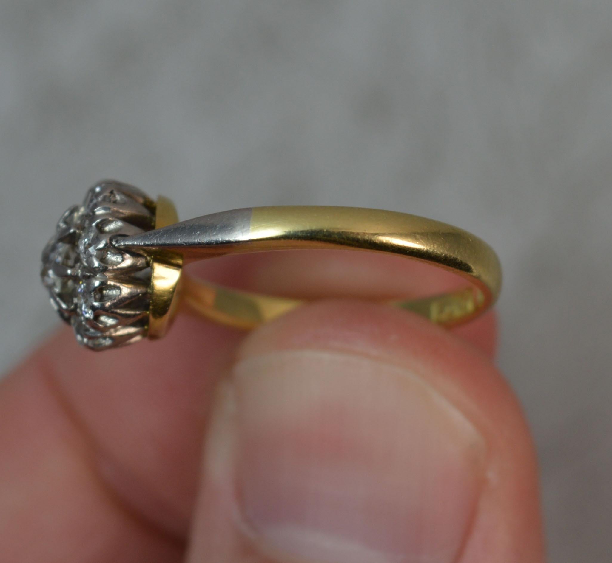 Victorian Old Cut Diamond 18 Carat Gold Platinum Cluster Ring 1