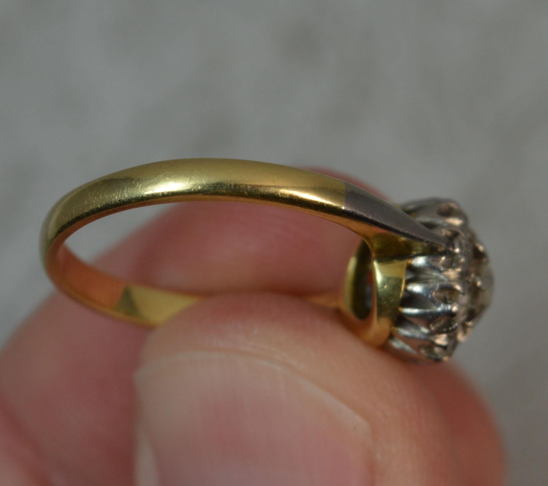 Victorian Old Cut Diamond 18 Carat Gold Platinum Cluster Ring 3