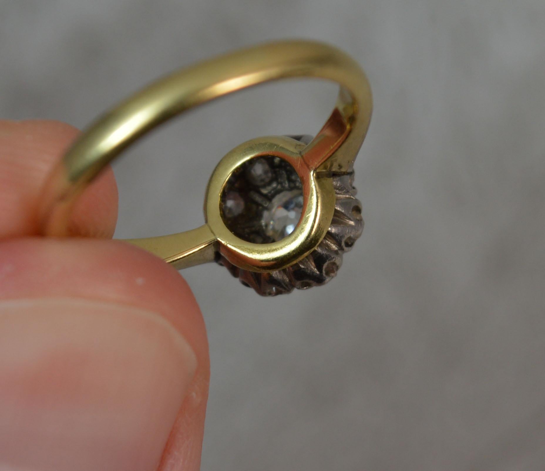 Victorian Old Cut Diamond 18 Carat Gold Platinum Cluster Ring 4