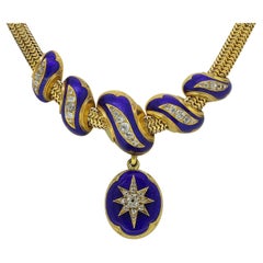 Victorian Old Cut Diamond and Enamel Necklace