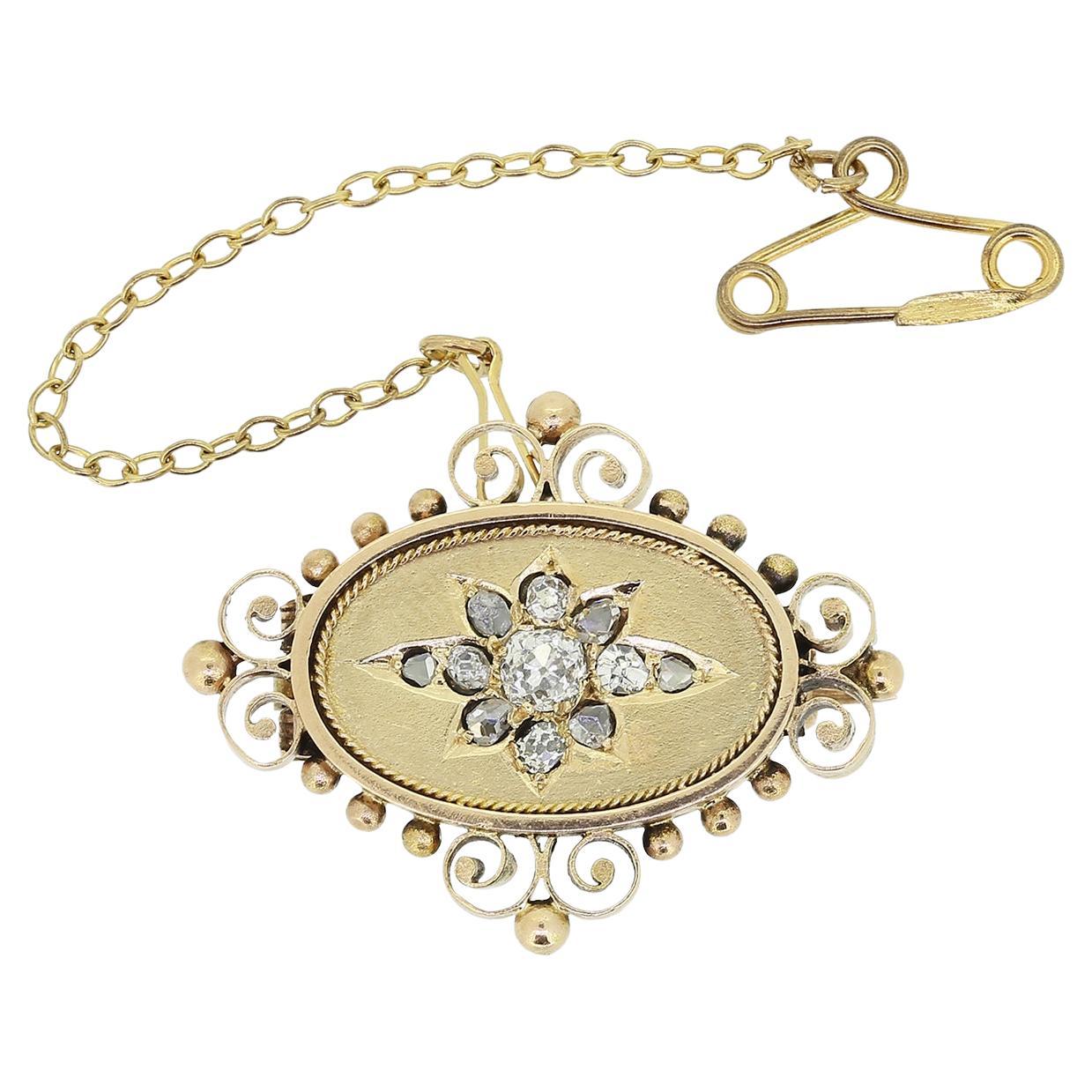 Victorian Old Cut Diamond Brooch