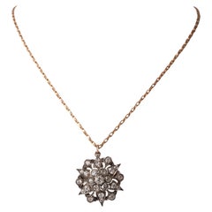 Victorian Old Cut Diamond Brooch Pendant