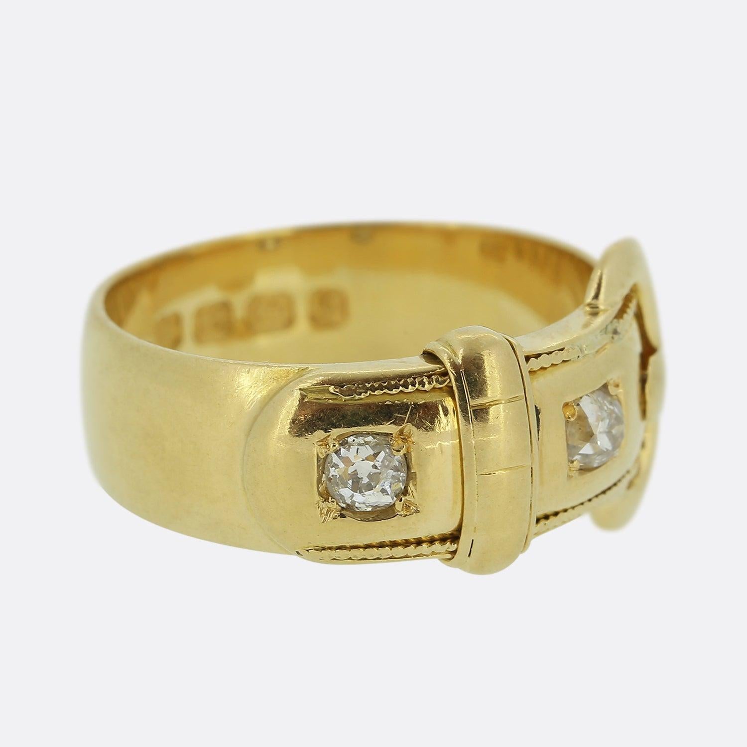 Old Mine Cut Victorian Old Cut Diamond Buckle Ring For Sale