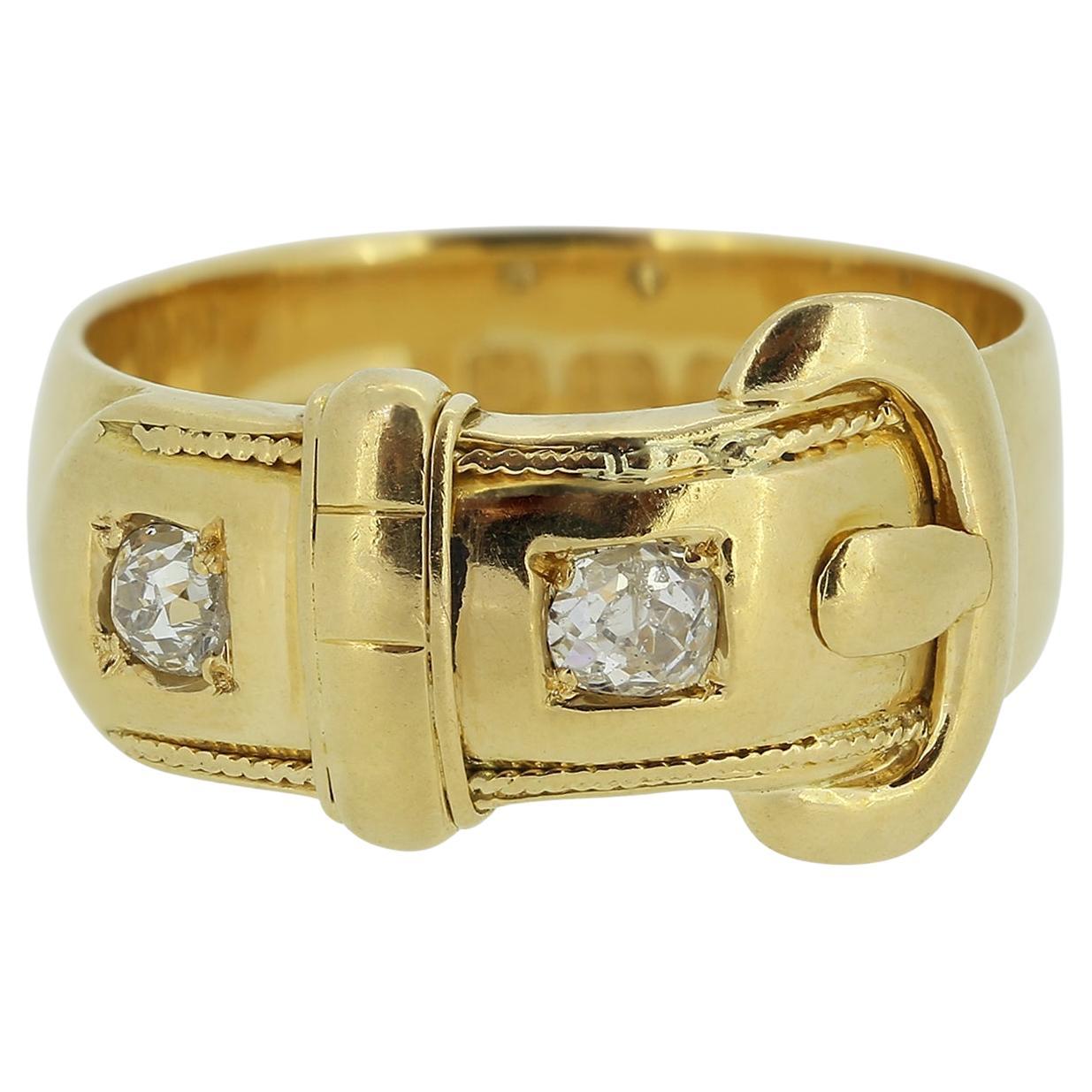 Victorian Old Cut Diamond Buckle Ring For Sale