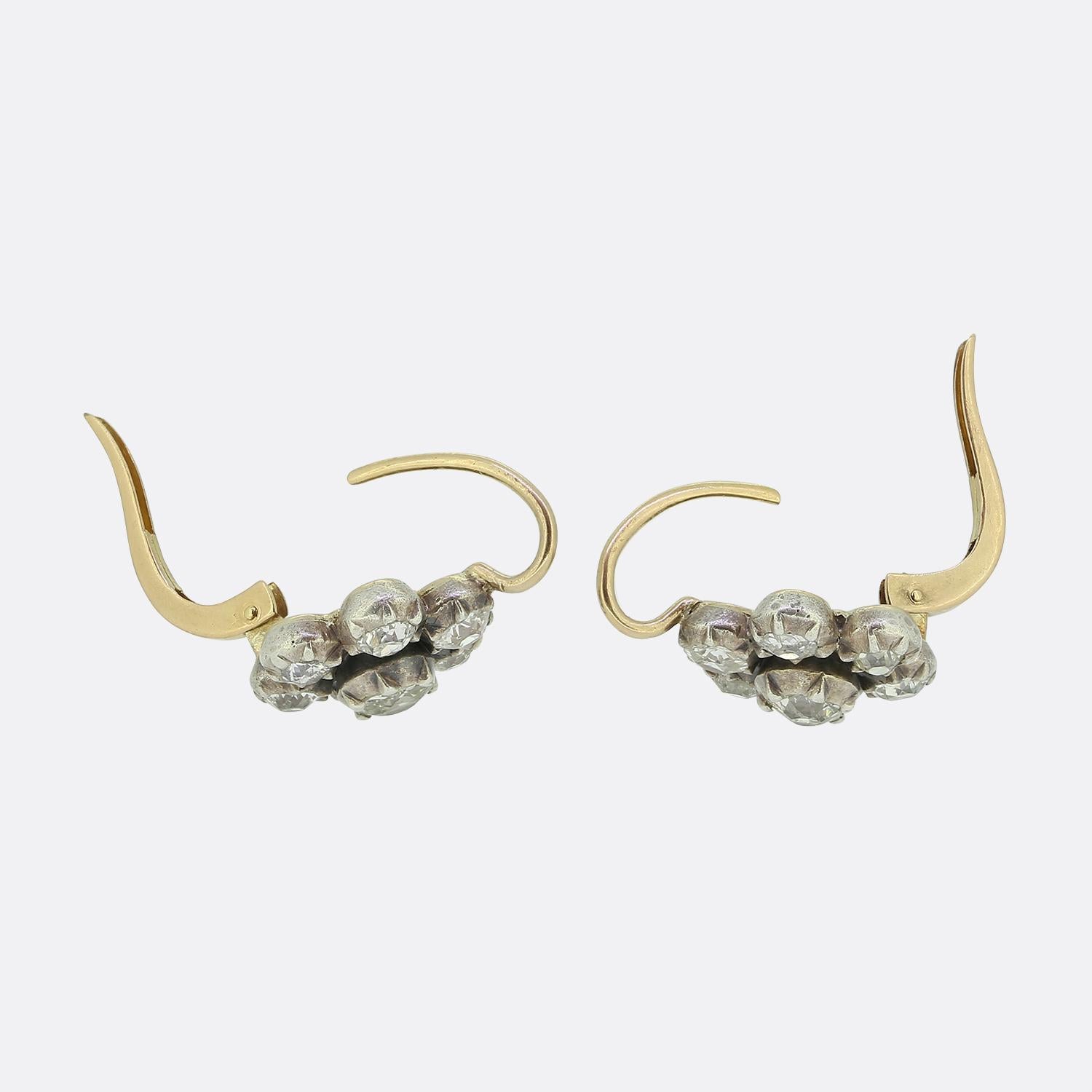 Victorian Old Cut Diamond Cluster Earrings In Good Condition For Sale In London, GB