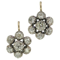 Victorian Old Cut Diamond Cluster Earrings