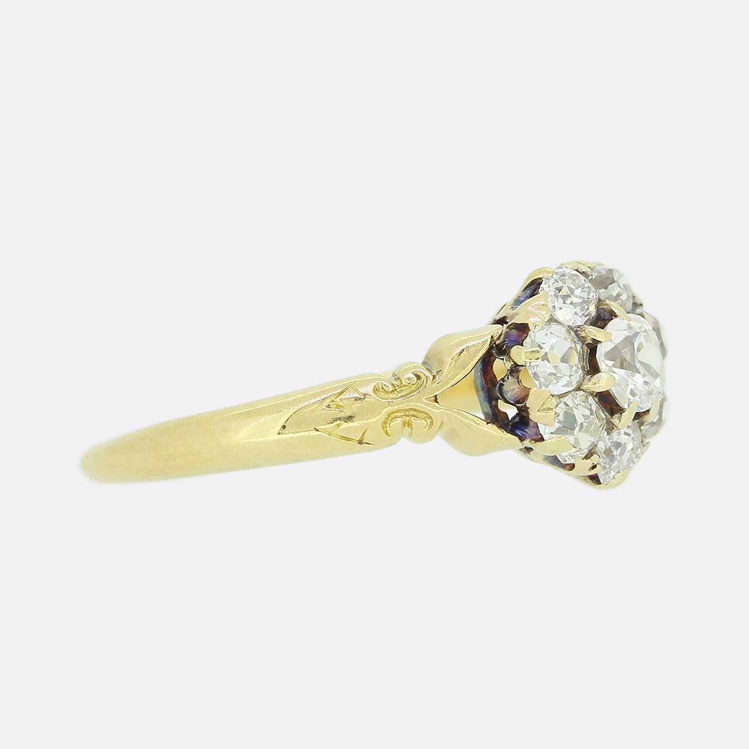 Old European Cut Victorian Old Cut Diamond Cluster Ring For Sale