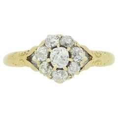 Viktorianischer Altschliff-Diamant-Cluster-Ring