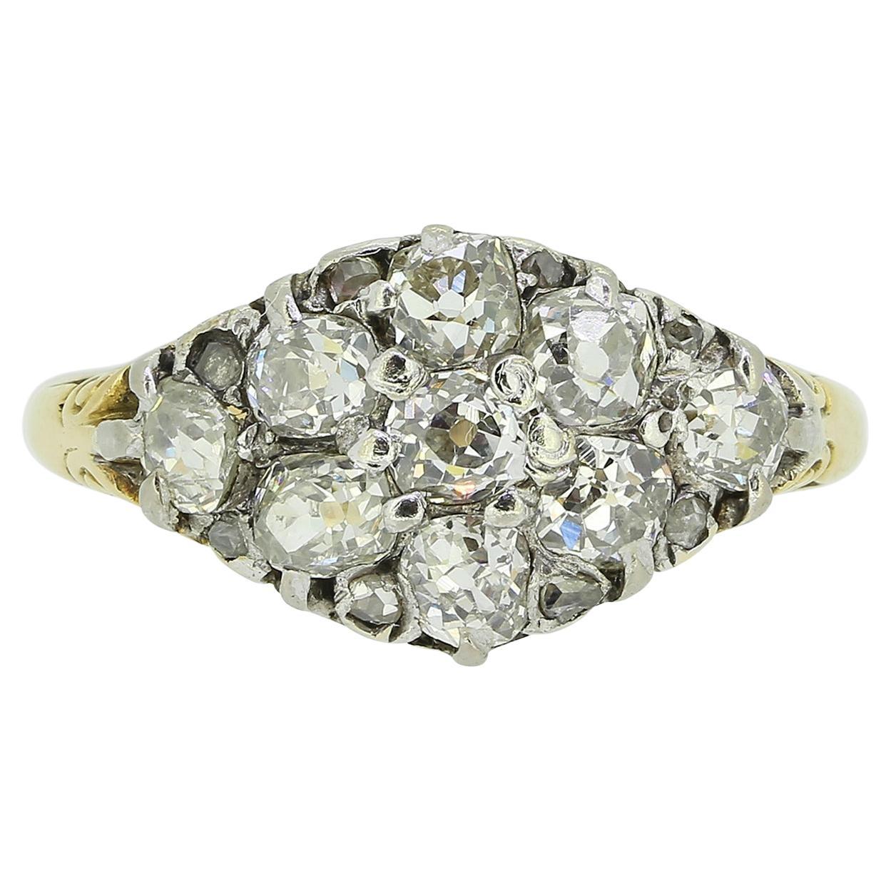 Victorian Old Cut Diamond Cluster Ring