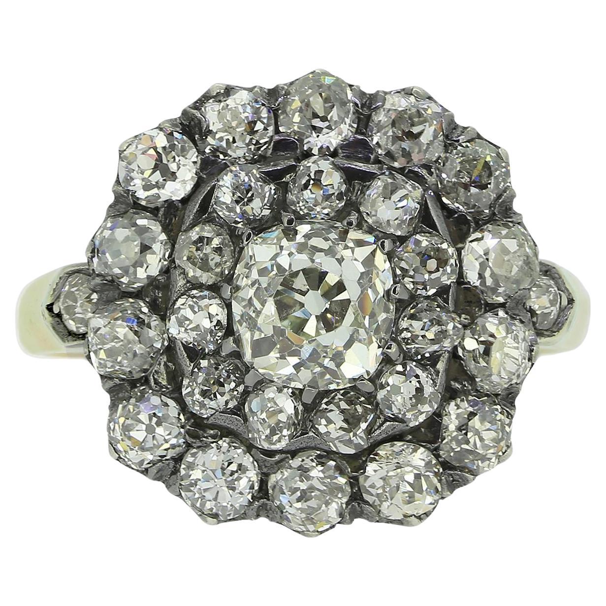 Victorian Old Cut Diamond Cluster Ring