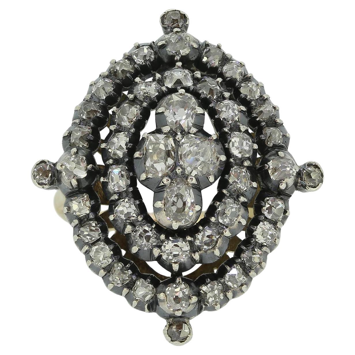 Victorian Old Cut Diamond Cluster Ring