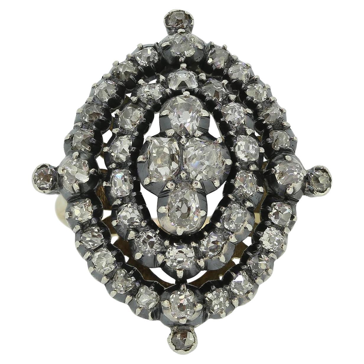 Viktorianischer Altschliff-Diamant-Cluster-Ring