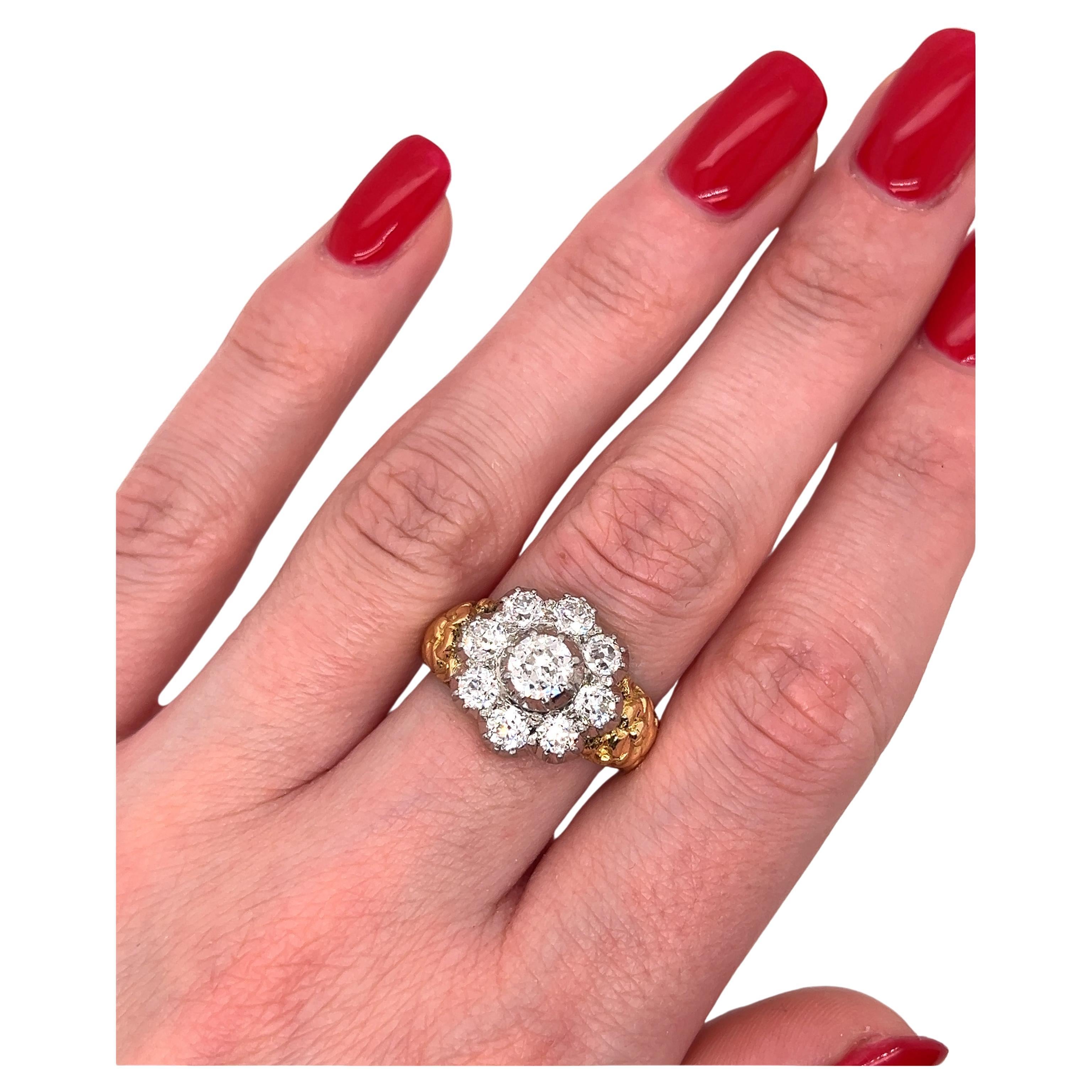 Victorian Old Cut Diamond Cluster Ring 