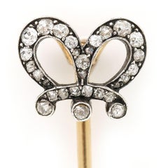 Victorian Old Cut Diamond Crown Stick Pin, Circa 1890