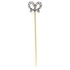 Antique Victorian Old Cut Diamond Crown Stick Pin, Circa 1890