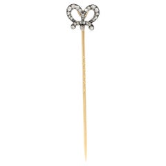 Victorian Old Cut Diamond Crown Stick Pin, Circa 1890