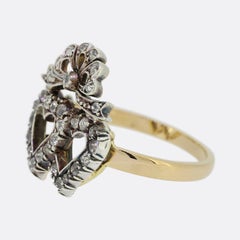 Victorian Old Cut Diamond Double Heart Ring