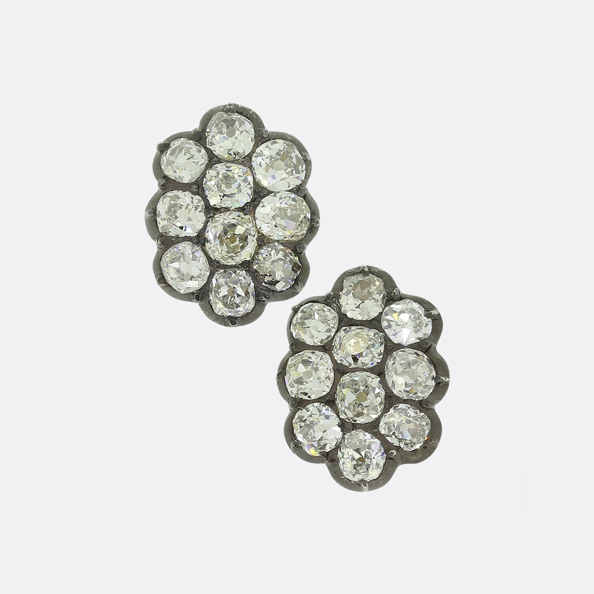Women's or Men's Victorian Old Cut Diamond Drop Earrings For Sale