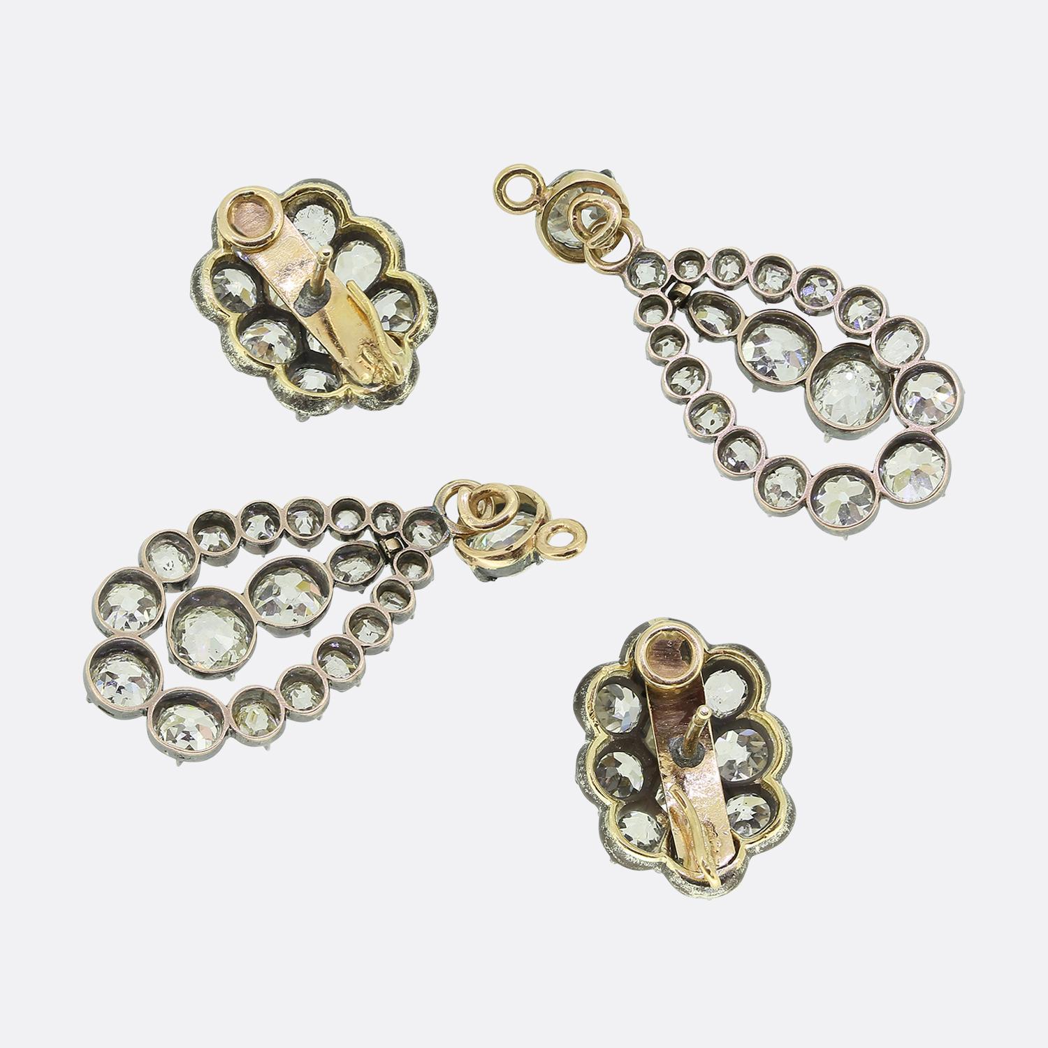 Victorian Old Cut Diamond Drop Earrings For Sale 1