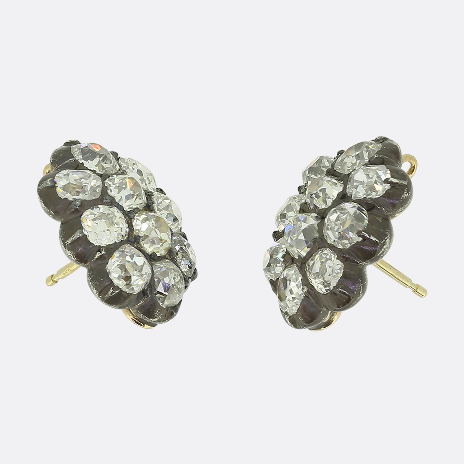 Victorian Old Cut Diamond Drop Earrings For Sale 2