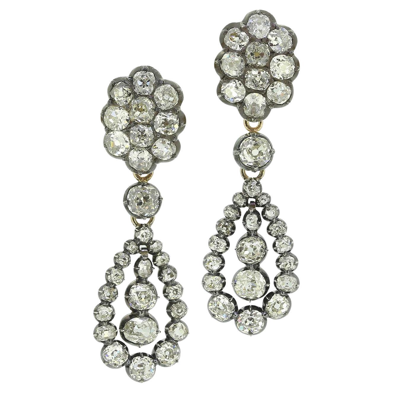 Victorian Old Cut Diamond Drop Earrings