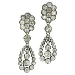 Victorian Old Cut Diamond Drop Earrings