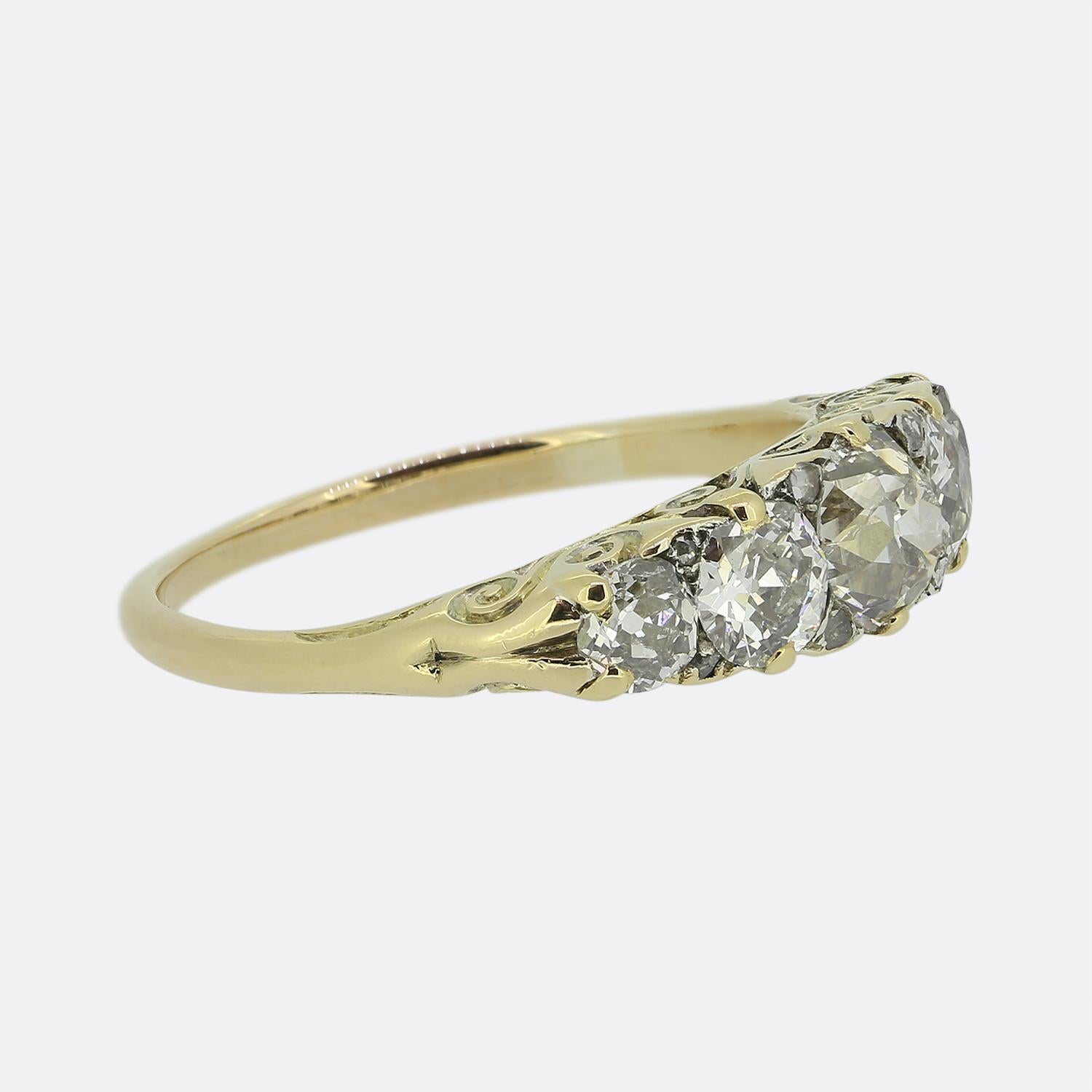 Old Mine Cut Victorian Old Cut Diamond Five-Stone Ring For Sale