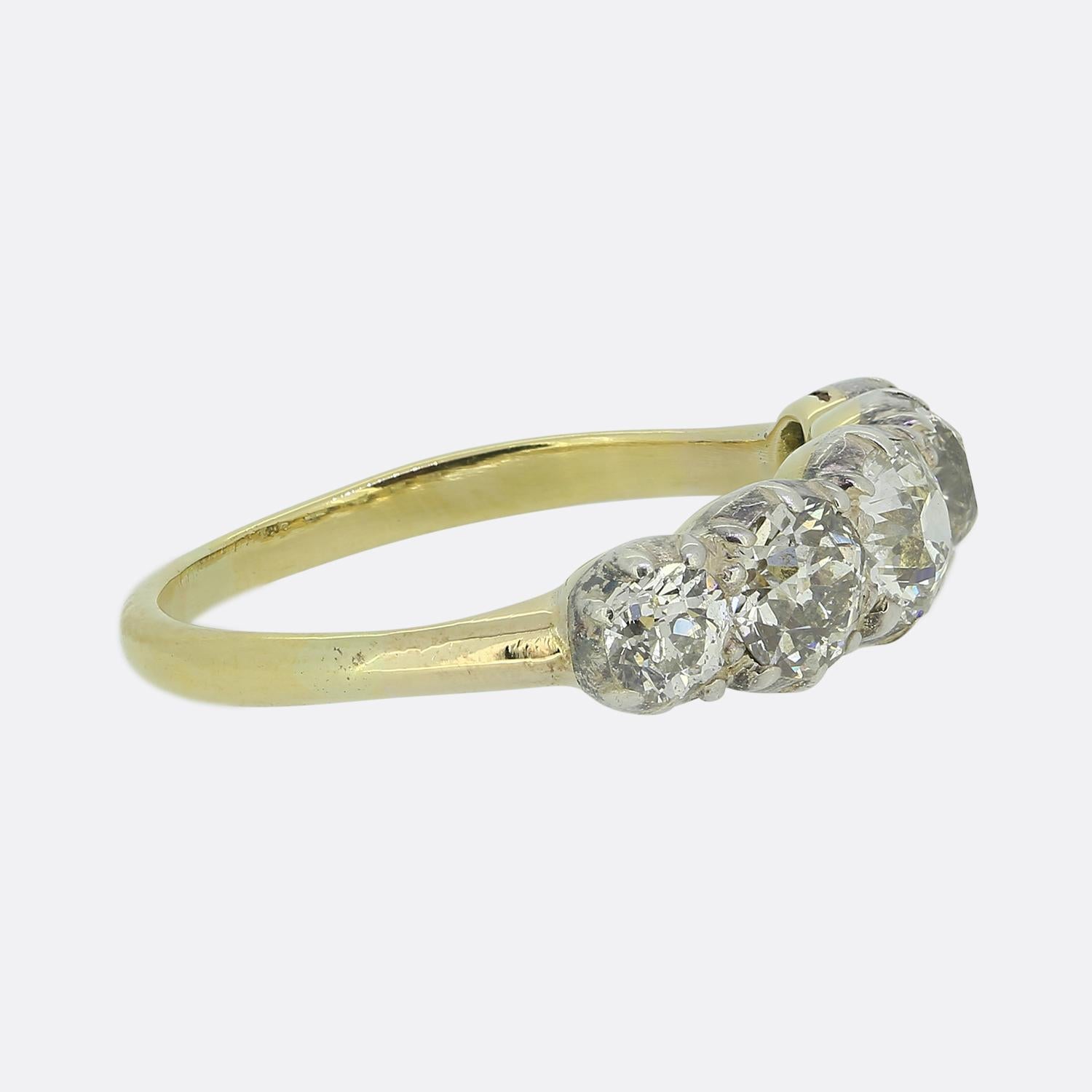 Old European Cut Victorian Old Cut Diamond Five-Stone Ring For Sale