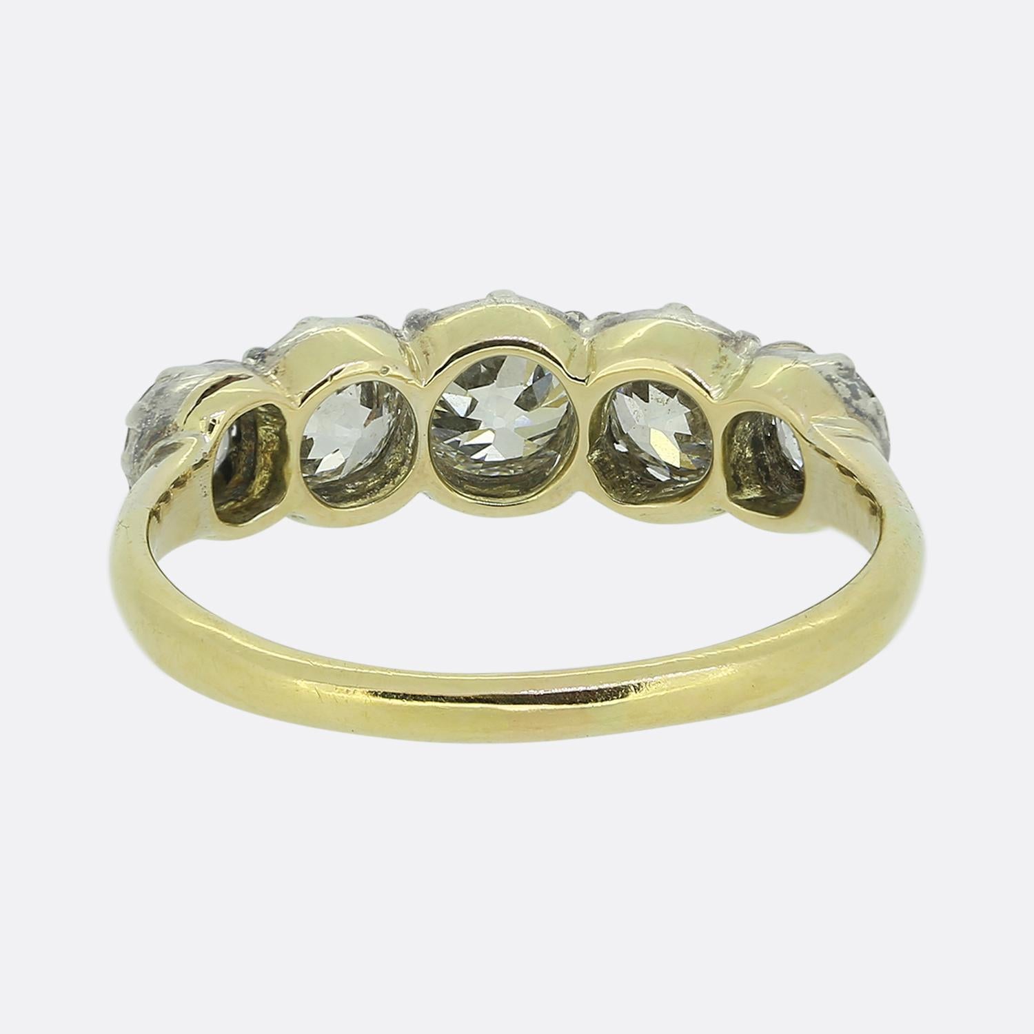 Victorian Old Cut Diamond Five-Stone Ring In Good Condition For Sale In London, GB