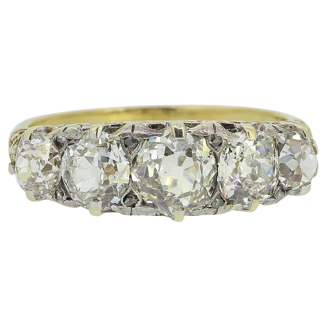 Victorian Old Cut Diamond Five Stone Ring For Sale