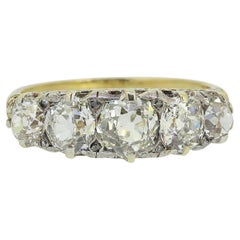 Antique Victorian Old Cut Diamond Five Stone Ring