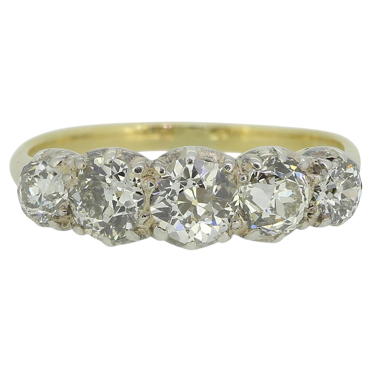 Victorian Old Cut Diamond Five-Stone Ring For Sale