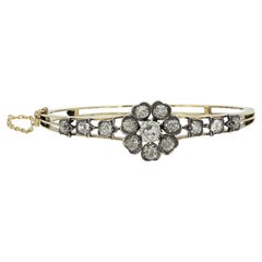 Antique Victorian Old Cut Diamond Floral Bangle