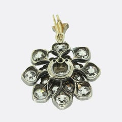 Victorian Old Cut Diamond Flower Pendant